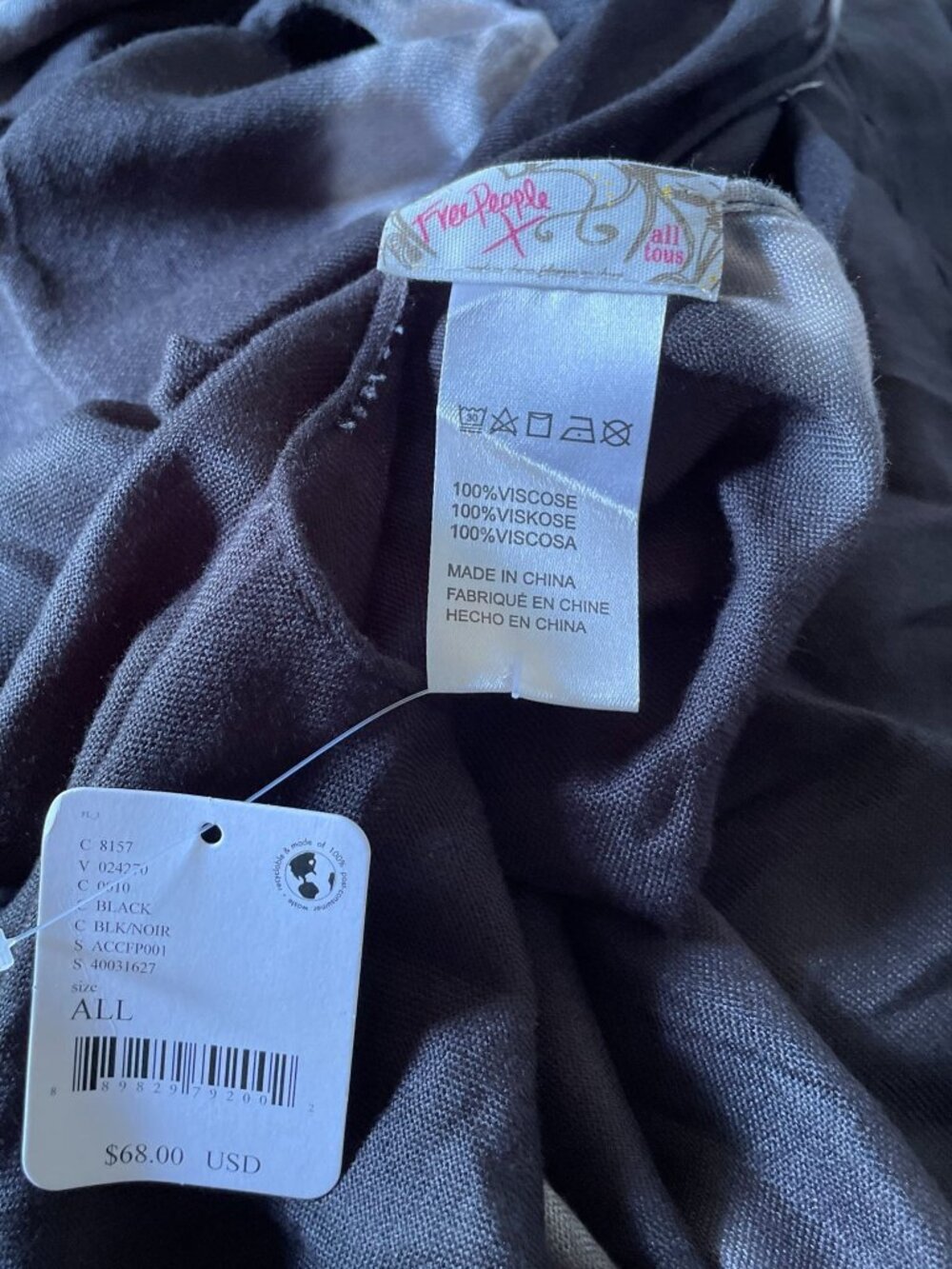 Free People Spell Bound Duster Black White Tie Dye Boho Indie OS Whimsy Fairy - Picture 12 of 13
